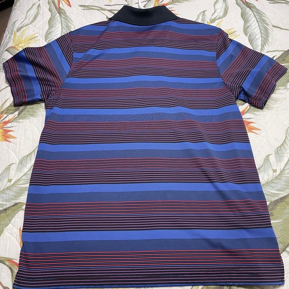 Men’s PGA Tour Blue and Red Golf Polo Shirt with Bold Stripes - Size Medium - Picture 4 of 6